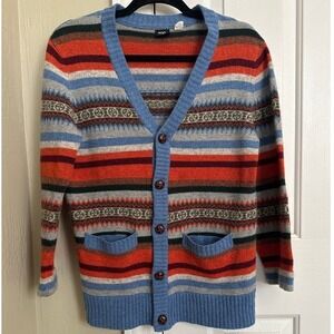 BDG Urban Outfitters Striped Fair Isle Wool Blend‎ Cardigan - Small